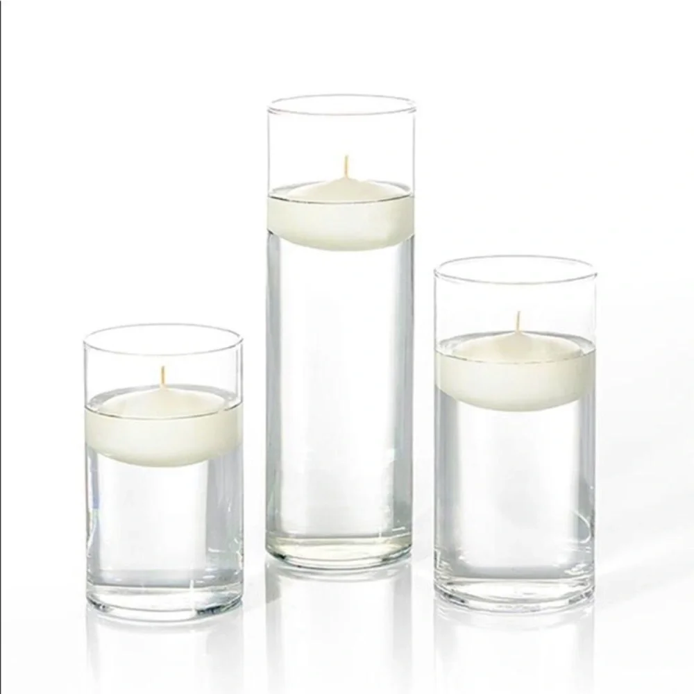 Set of 2 Clear Cylinder Glass Vases